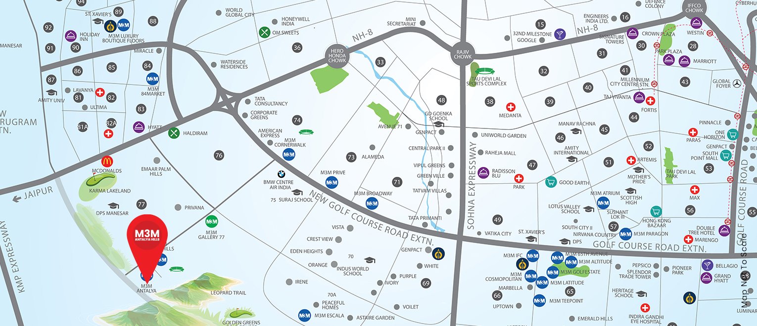 M3M Antalya Hills Connectivity Map